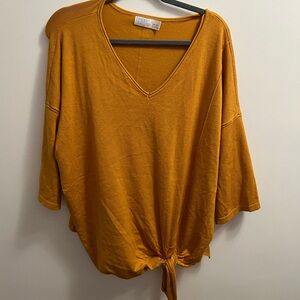 Women's Mustard V-Neck Top
